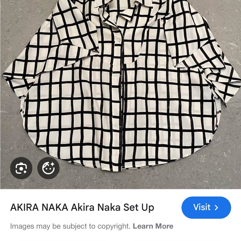 Women's Black and White Checkered Button Down Shirt